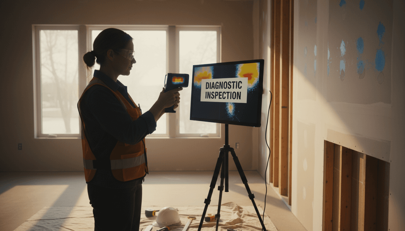 Diagnosticien effectuant une inspection thermique d'une propriété résidentielle à Nantes