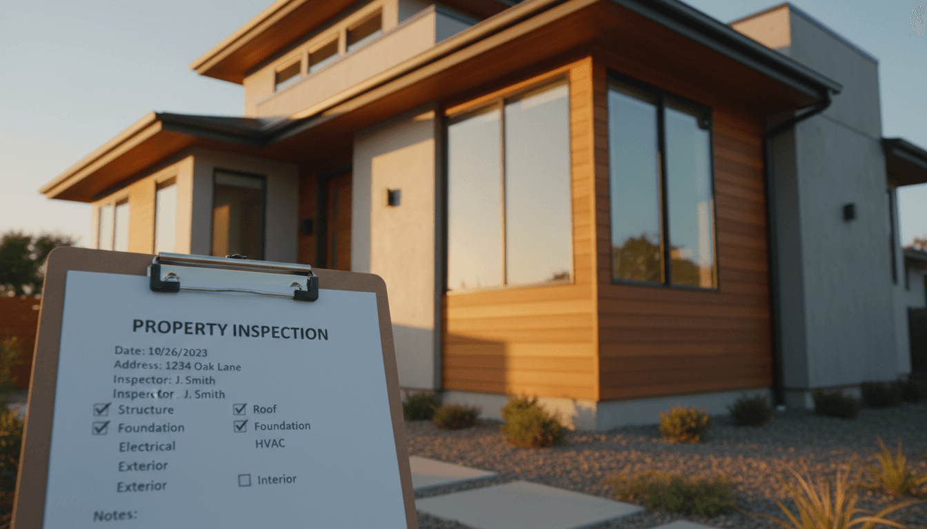 Professional property inspector with clipboard conducting thorough exterior assessment of residential home in Nantes