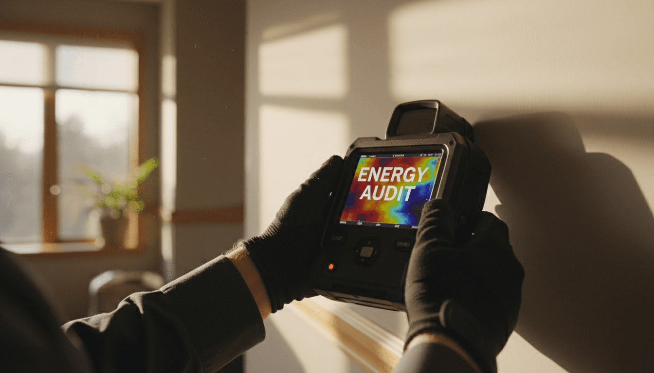 Inspecteur immobilier effectuant un diagnostic thermique sur un mur